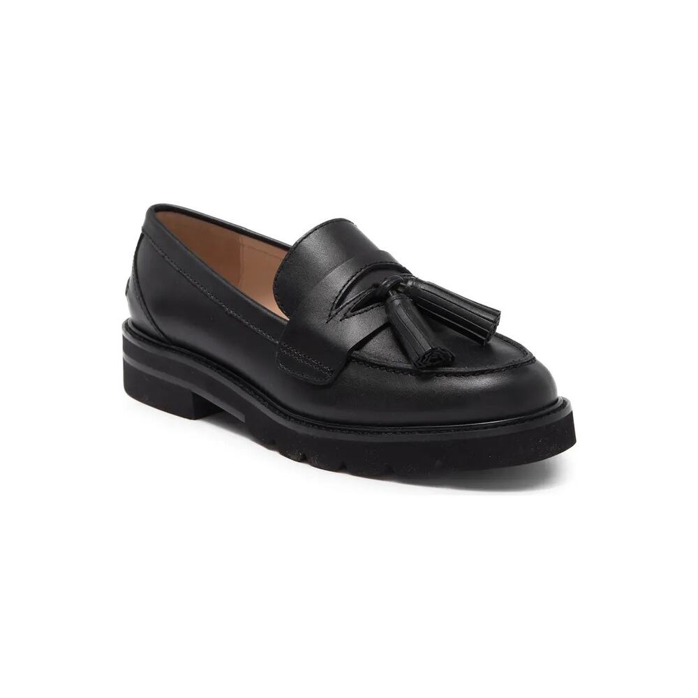 Stuart Weitzman Classic Black Leather Loafers
